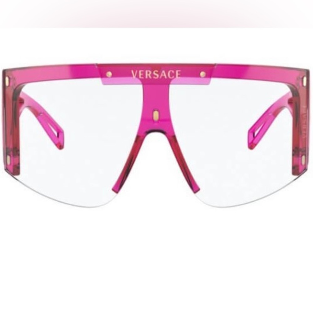 ❌❌SOLD❌❌VERSACE Versace VE 4393 53341W Transparent Fuxia Shield Sunglasses❌SOLD❌